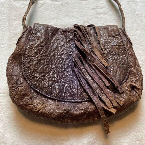 Camila Alcestis MUXO Leather Fringe Front Boho Saddle Bag Style Purse - Picture 5 of 16